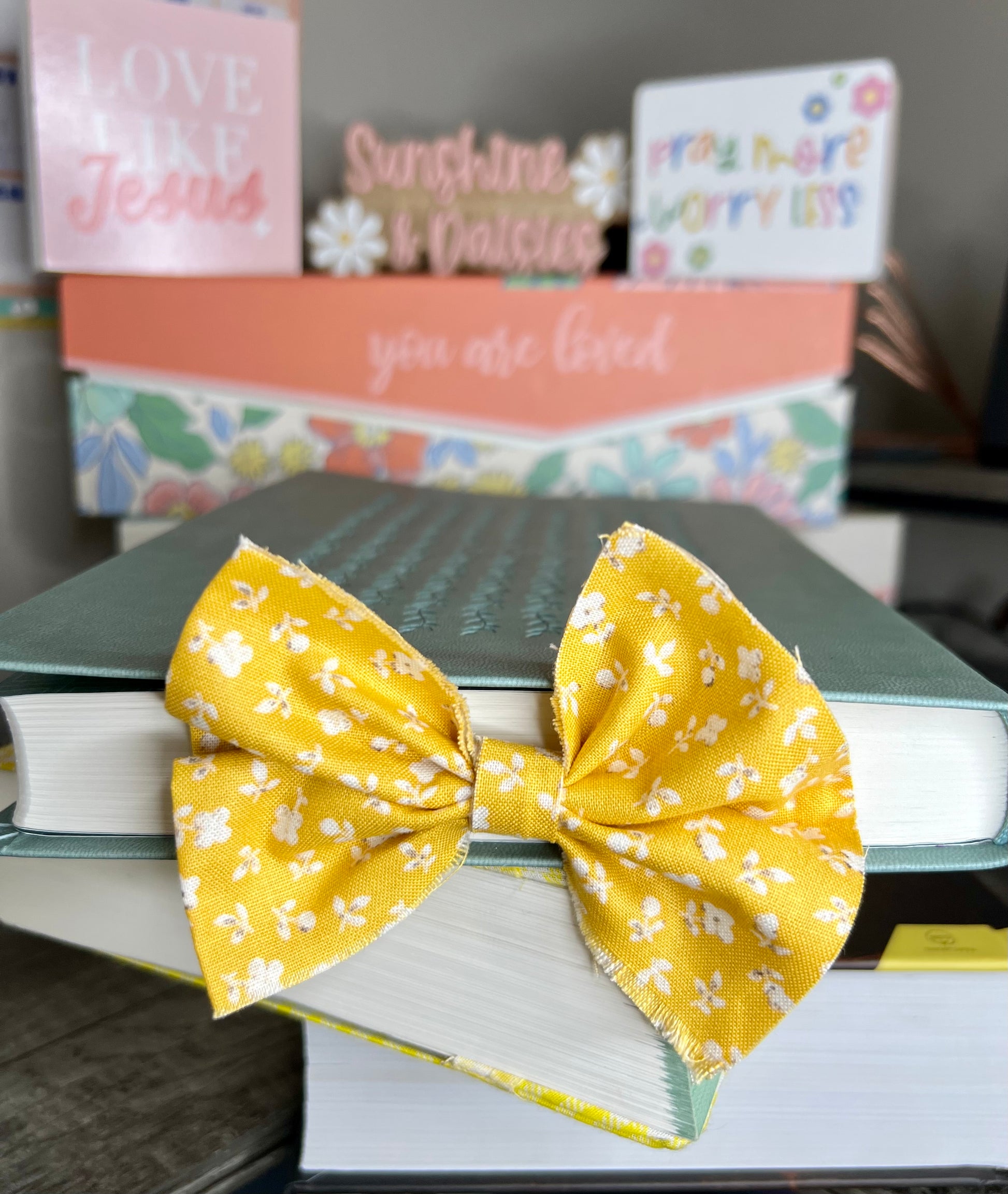 Yellow Floral Bow