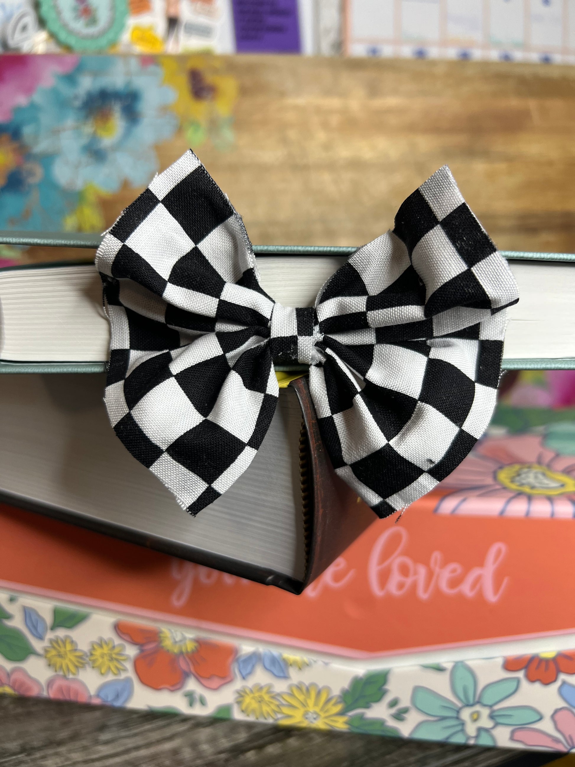 Black and white checkered bookmark