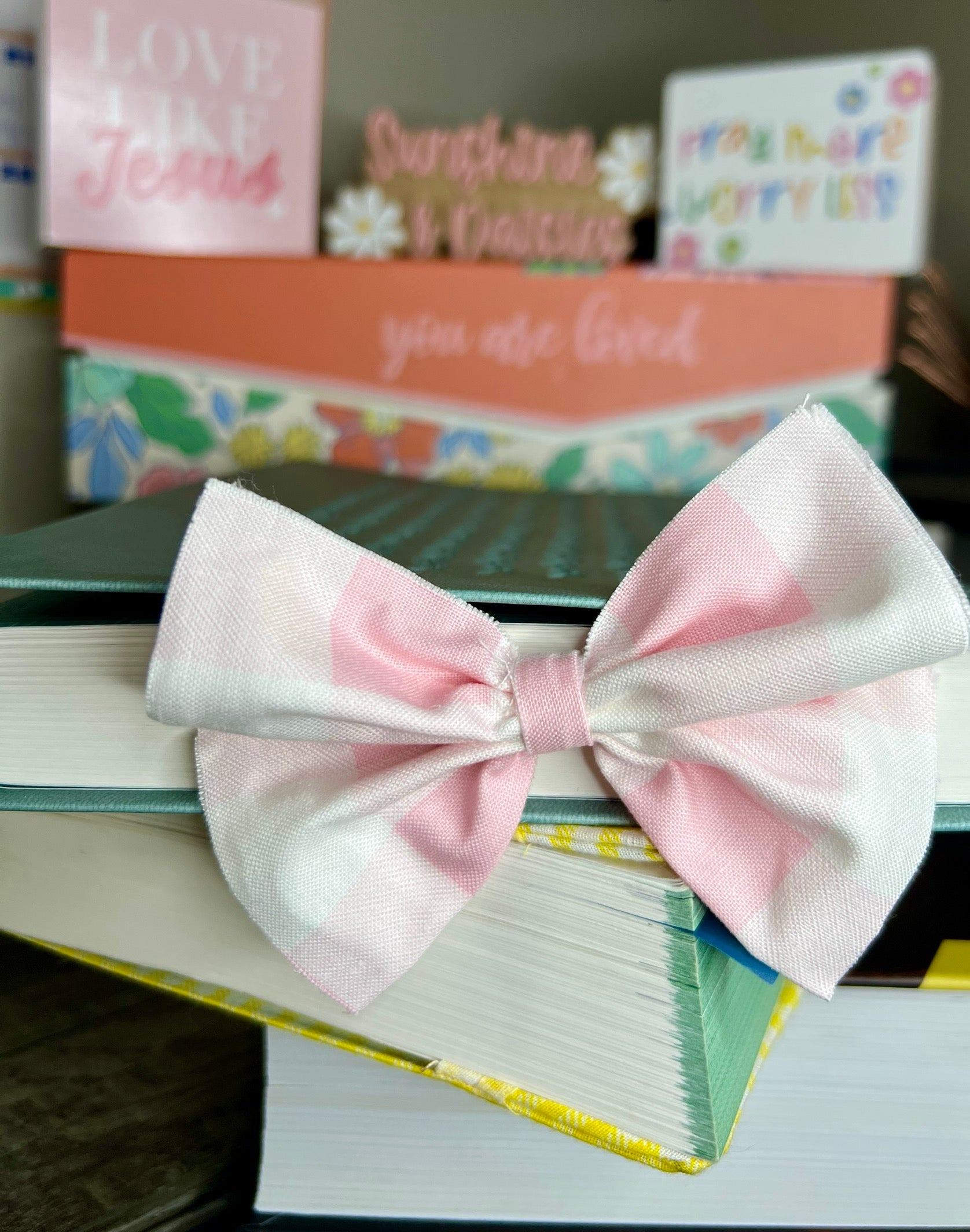 Light Pink Plaid Bow